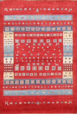 Red Vegetable Dye Super Kazak Oriental Living Room Rug 6x9 ft Hand-knotted Wool - Image 1 of 4