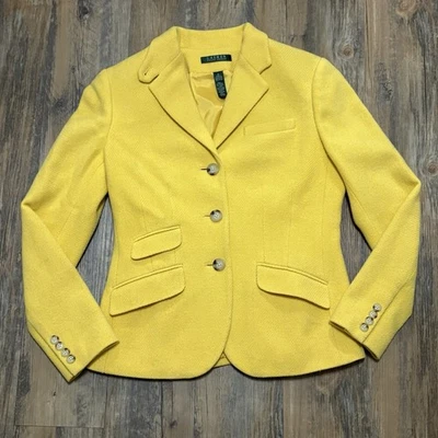 Lauren Ralph Lauren подсолнух желтый резинке с подкладкой кнопка шерсти классический блейзер 6 - Изображение 1 из 4