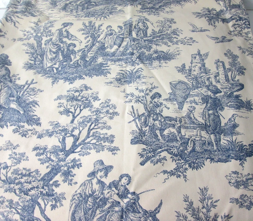 Panel Cortina Vintage Waverly Azul Toile Country Life 48" x 86" Francés Provenzal Foto 1 de 4