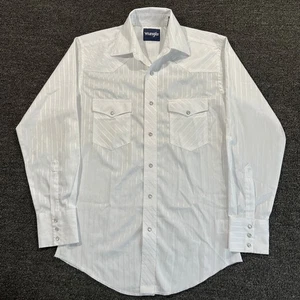Vtg Wrangler Women's Pearl Snap Western Cowboy Poly Cotton Shirt White Small - Picture 1 of 13