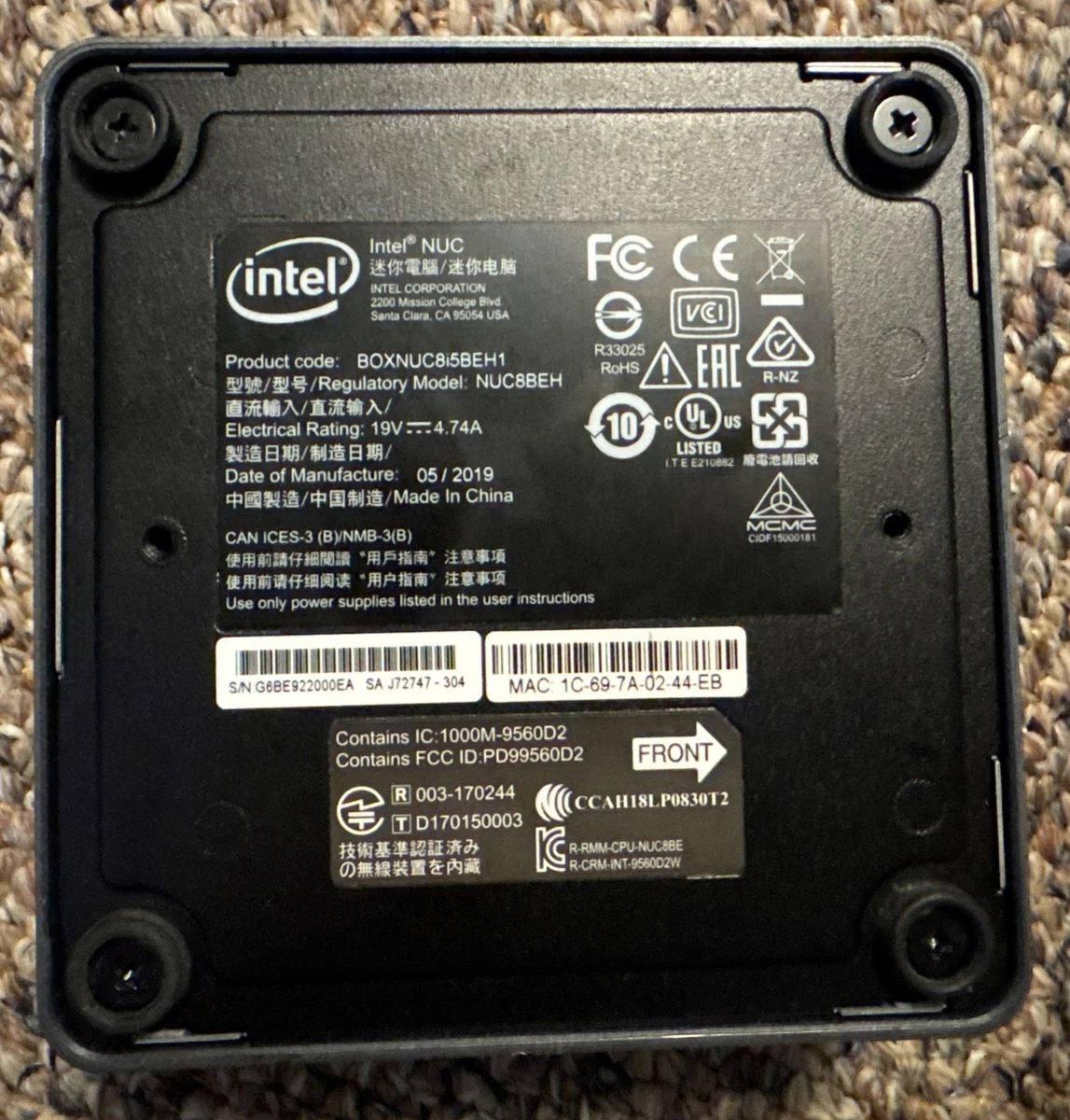 Intel NUC i5 Win10 16Gメモリ SSD250G+HHD1T Intel NUC 16GB RAM PC