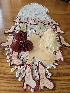 22 Antique Vintage Honeycomb Tissue Paper Bells Red Maroon White Various Sizes - Picture 1 of 20