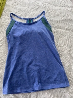 Camiseta sin mangas Patagonia para mujer azul jaspeado espalda deportiva recortada con sujetador de estante pequeña Foto 1 de 4