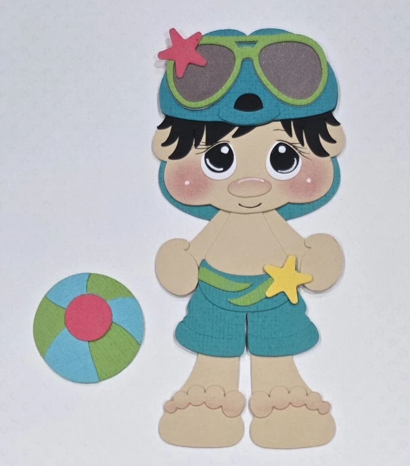 Beach Treasure Boy pelo negro. Álbum de recortes, piezas de papel para hacer tarjetas Foto 1 de 1