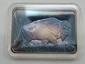Barra de plata American Wildlife Bison Buffalo 1976 .999, Hamilton Mint EE13,9 - Imagen 1 de 7