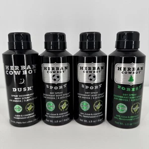 Herban Cowboy Dry Spray Deodorant Bundle Of 4 2.8 Ounces Cans NEW - Picture 1 of 6