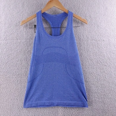 Regata Lululemon Azul Sem Costura Racerback Atlética Feminina Tamanho 6 Performance de Academia - Imagem 1 de 4