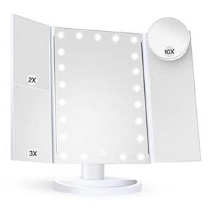 HUONUL Makeup Mirror Vanity Mirror with Lights, 2X, 3X, 10X Magnification, - Picture 1 of 7