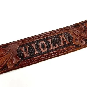 Viola Vintage Tooled Leather Wide Western Belt 24-26” Girls Name Cowgirl Riding - Picture 1 of 12