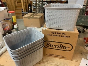 Sterilite 12736A06 Gray Wicker Look Tall Weave Storage Basket 15x12x9 - 6 Pack - Picture 1 of 4