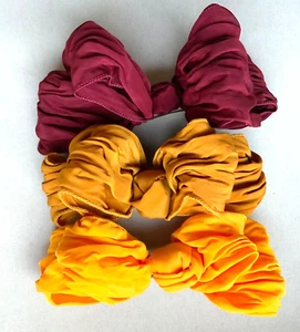 LOT 3 VINTAGE HAIR ACCESSORIES LARGE 6” RUFFLED FABRIC BOWS 90’S WOMEN GIRL - Picture 1 of 5