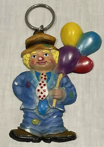 LLAVERO PAYASO DE GOMA 3D VINTAGE CON GLOBOS NUEVO STOCK ANTIGUO - Imagen 1 de 2