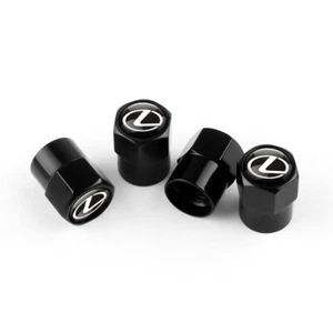 Compatible with Lexus 4Pcs Tire Valve Stem Caps Black Anodized Aluminum Set - Picture 1 of 7