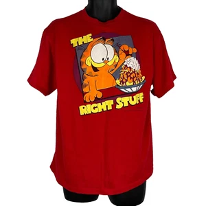 Vintage 70s Garfield Red T-shirt Size M Cartoon Cat The Right Stuff Ice Cream - Picture 1 of 10