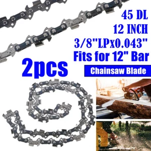 2 Pack 12" Chainsaw Chains 45DL Chain 0.043" Gauge Blade 3/8" LP Replacement - Picture 1 of 24