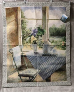 Tapiz colgante de pared con vista de ventana de jardín azul de la mañana del lago grande 34x42 - Imagen 1 de 9
