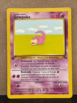 1st Edition Slowpoke 55/62 Common Pokemon Card - Spanish - Image 1 of 2