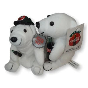 Vtg 1990s Coca-Cola White Polar Bear Plush Lot Coke Bottle Tags Stuffed Animals - Picture 1 of 5