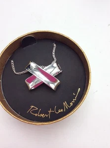 Collana con ciondolo X scultura tono argento ROBERT LEE MORRIS SOHO RL6 $42 - Foto 1 di 7