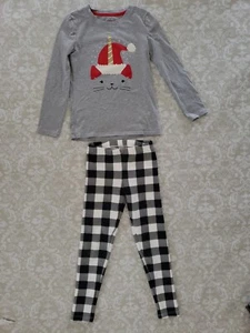Cat & Jack S 6 Christmas Holiday Unicorn Santa Cat Shirt Buffalo Check Leggings - Picture 1 of 5
