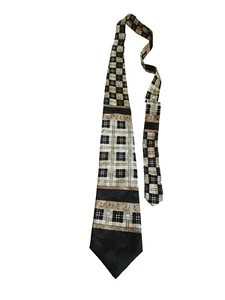 Unisex PICASSO Plaid Design TIE TIES Black White Brown Blue NECKTIE Silk 54" - Picture 1 of 4
