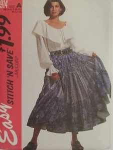 Rare OOP McCALLS 6914 Misses Ruffled Blouse & Tiered Skirt PATTERN XS-M 4-14 UC - Picture 1 of 3