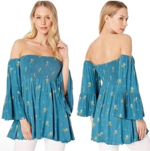 Neu ohne Etikett Free People Lana Tunika Top Größe XS gesmokt geblümt - Bild 1 von 6