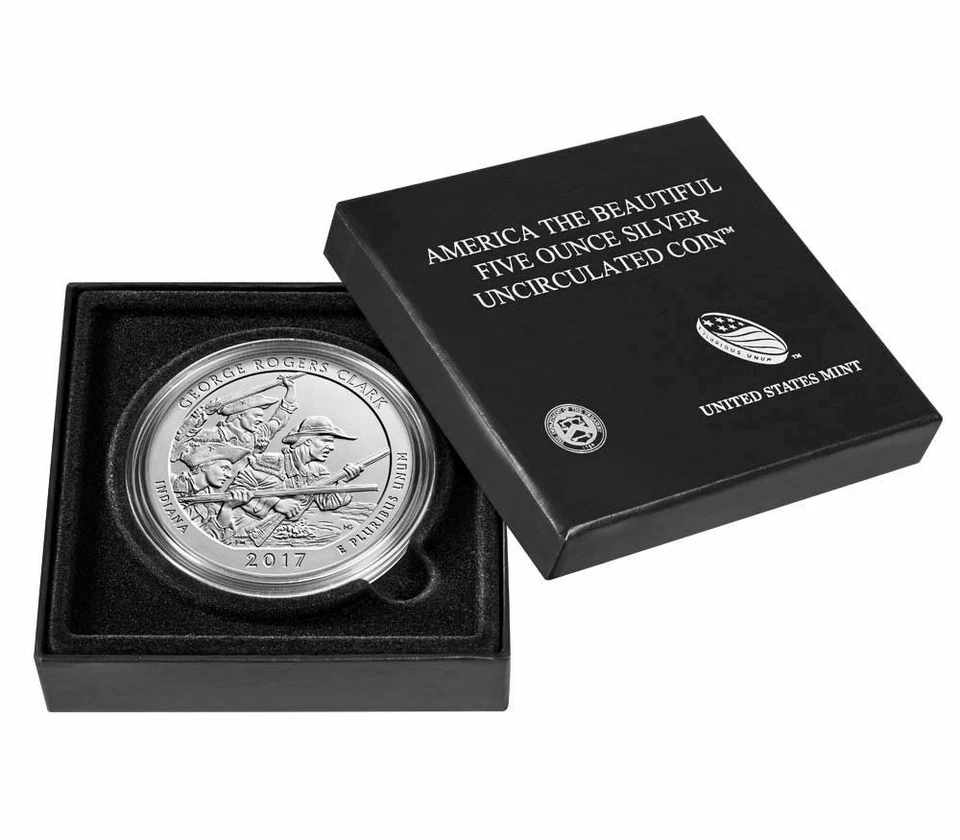 2017-P ATB 5 oz George Rogers Clark America the Beautiful Five Ounce Silver Coin - Image 1 of 3