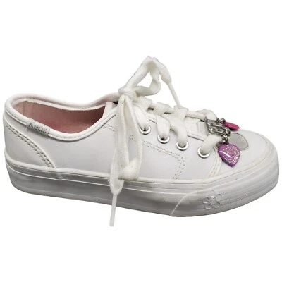Keds Double Dutch Sneakers Girls Size 12.5M White Leather Plimsoll Charm Lace Up - Image 1 of 4