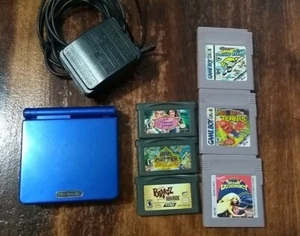 VNTG Nintendo Game Boy Advance SP Cobalt Blue BUNDLE & 6 Games *TESTED!! - Picture 1 of 2