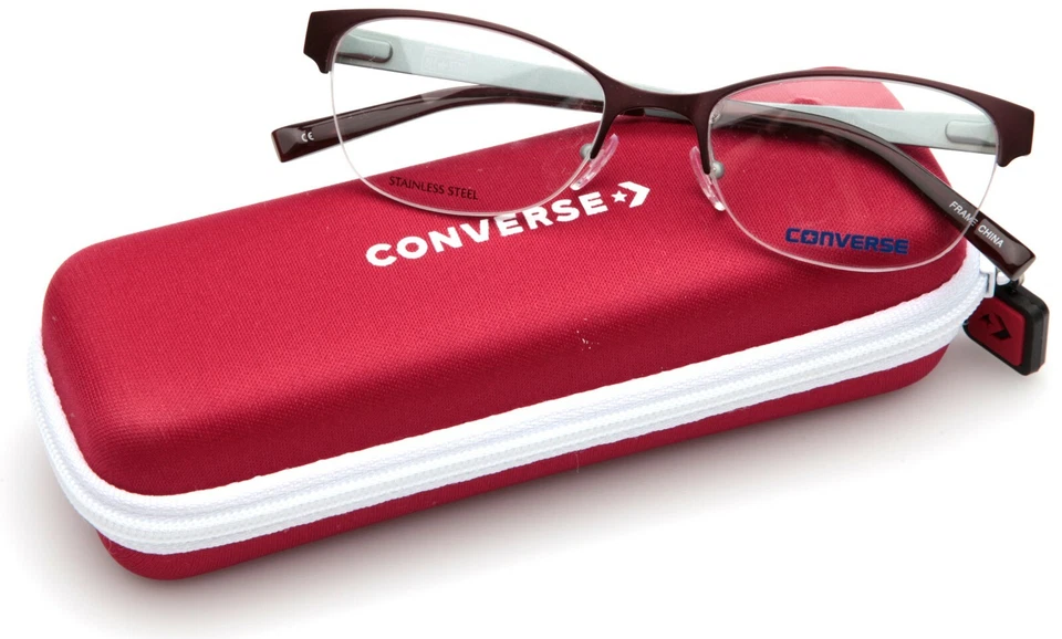 Converse A059 Eyeglasses Frames 50-18-135 Brown Cat Eye Half Rimless 13705