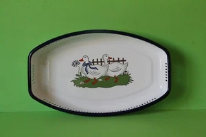 Mouth Enamel Enamel Motif Geese Bread Bowl Dish 30 x 19 cm 038527 - Picture 1 of 3