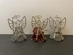 Set of 3 Stained Glass Angels playing Instruments 4.3” - Picture 1 of 8