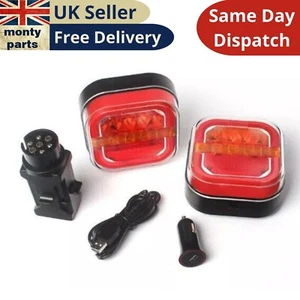 Per Camion Rimorchio Camion 2x LED con Base Magnetica Wireless Fanali Fanali Posteriori Stop - Foto 1 di 5