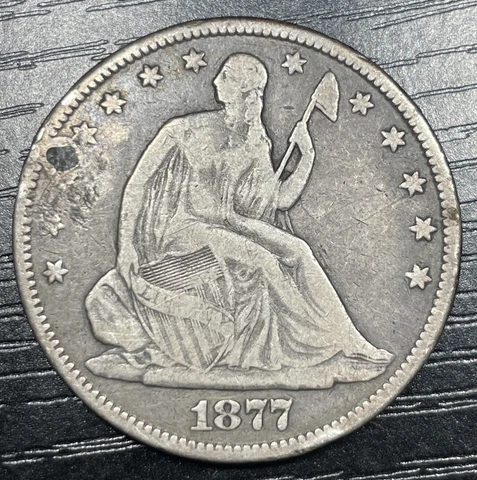 1877-CC US Seated Silver Half Dollar Carson City *Plugged Hole* Cover