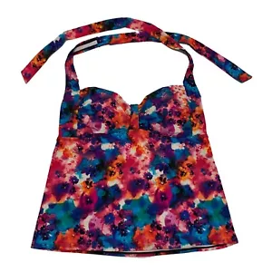 Wave Zone, Top de Natación Tankini Halter Multicolor, Forrado, Sujetador Incorporado, Talla 18W - Imagen 1 de 4