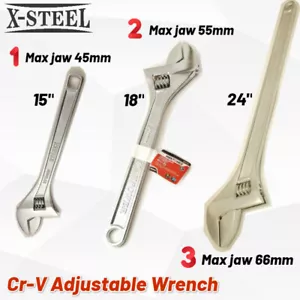 Industry Quality Cr-V Adjustable Wrench Shifter Spanner Option: 15" /18" /24" - Bild 1 von 14