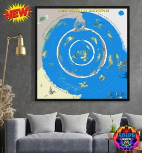 The World Beyond The Ice Wall Canvas Poster Flat Earth Map V3 Antarctica Lands Z - Picture 1 of 12