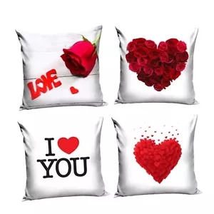 Valentine Love Kissenbezug/Kissenbezug 38x38 cm verschiedene Designs Herzen & Rose - Bild 1 von 6