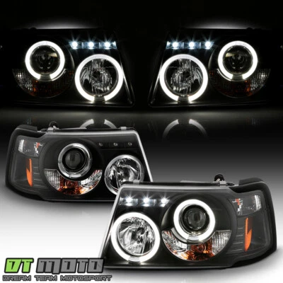 Blk 2001-2011 Ford Ranger LED Halo Projector Headlights w/Built In Corner Lamps - Image 1 of 4