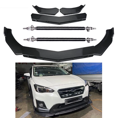 Carbon Fiber Front Bumper Spoiler Body Kit + Strut Rods For 2013-2022 Subaru XV - Изображение 1 из 4
