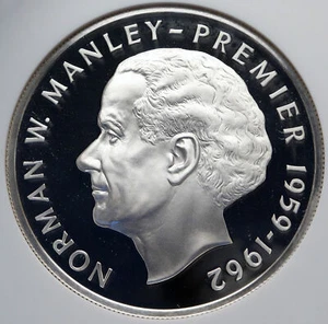 1974 JAMAICA Premier Norman W Manley VINTAGE OLD Proof Silver $5 Coin NGC i85236 - Picture 1 of 4