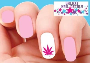Waterslide Nail Decals - Set of 20 Pink Cannabis Pot Marijuana Leaf - Picture 1 of 1