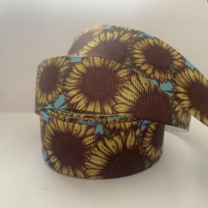 Grosgrain Sunflower Floral Flower 25mm 1" 1 YARD - Picture 1 of 1