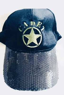 Gorra Sombrero Cadete Militar Lentejuelas Para Mujer Raras Lentejuelas Steve Madden Nueva York Béisbol Foto 1 de 4