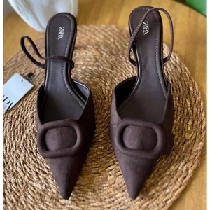 RARE!!! ZARA women's US 10 Dark Brown Pointed Toe Heels NWT - Picture 1 of 18