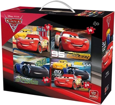 KING, 4 CARS 3 puzzle da 12-16-20-24 pezzi, ,  KING05504 - Immagine 1 di 4