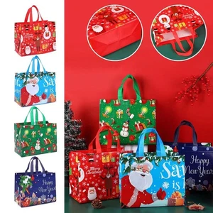 1-12 Stück Weihnachtsgeschenktüten groß mit Griffen Weihnachten Tragetaschen Großpackung wiederverwendbar - Bild 1 von 14