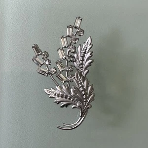 Vintage CARL ART 925 Sterling Silber Klar Strass Blatt Floral Anstecknadel Brosche - Bild 1 von 12