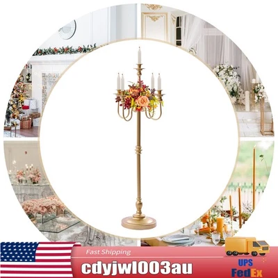 Candelabro antiguo de 48,03" 5 brazos con soporte para velas de piso mesa de boda centros de mesa dorados Foto 1 de 4